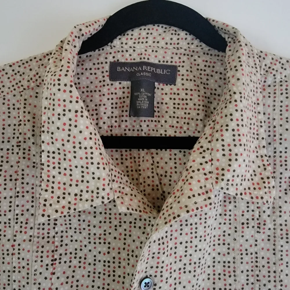 BANANA REPUBLIC | Men's collared short sleeve button-down shirt XLARGE
